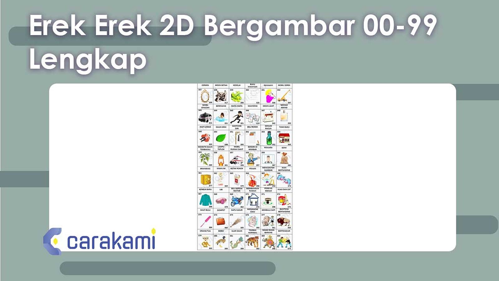 Erek Erek 2D Bergambar 00-99 Lengkap 100